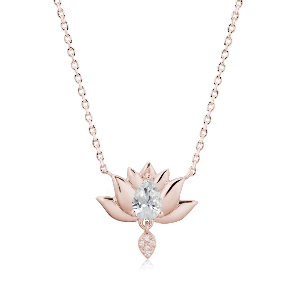 Tear Shaped Cubic Zirconia Lotus Necklace - LUO Jewelry #metal_14k rose gold