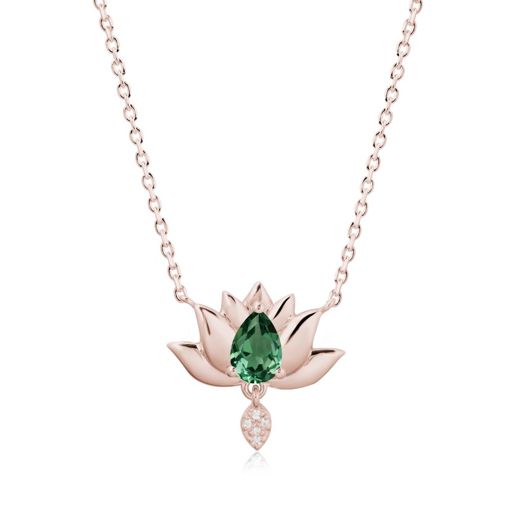Tear Shaped Green Sapphire Lotus Necklace - LUO Jewelry #metal_14k rose gold