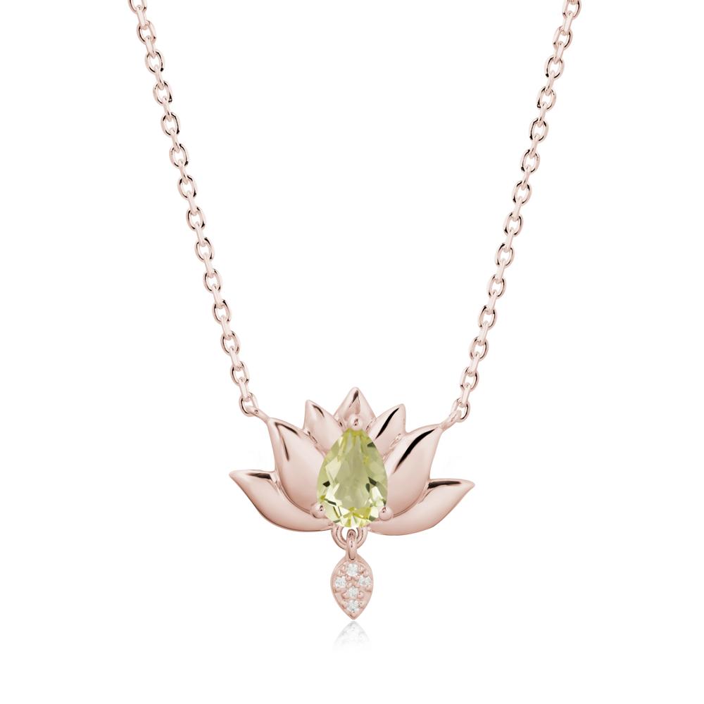 Pear Shaped Lemon Quartz Lotus Flower Pendant - LUO Jewelry #metal_14k rose gold