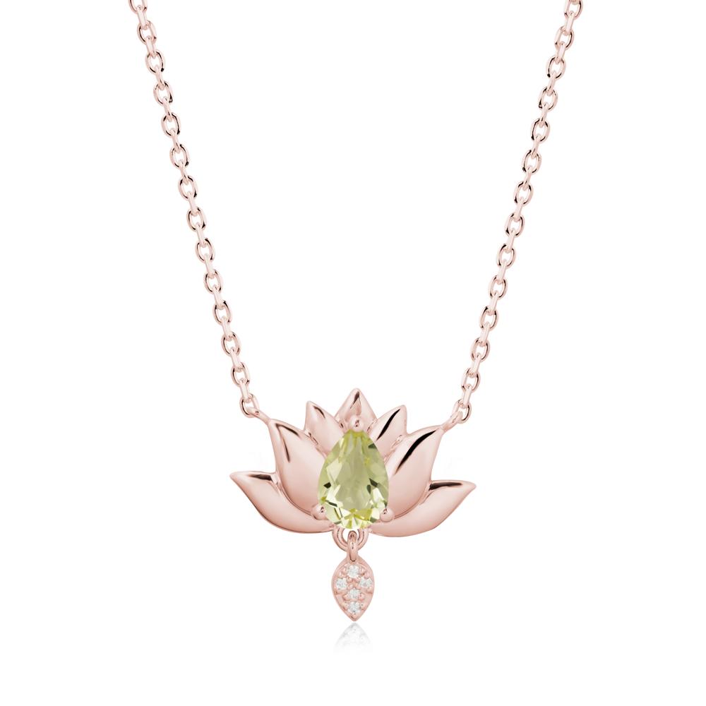 Pear Shaped Lemon Quartz Lotus Flower Pendant - LUO Jewelry #metal_18k rose gold