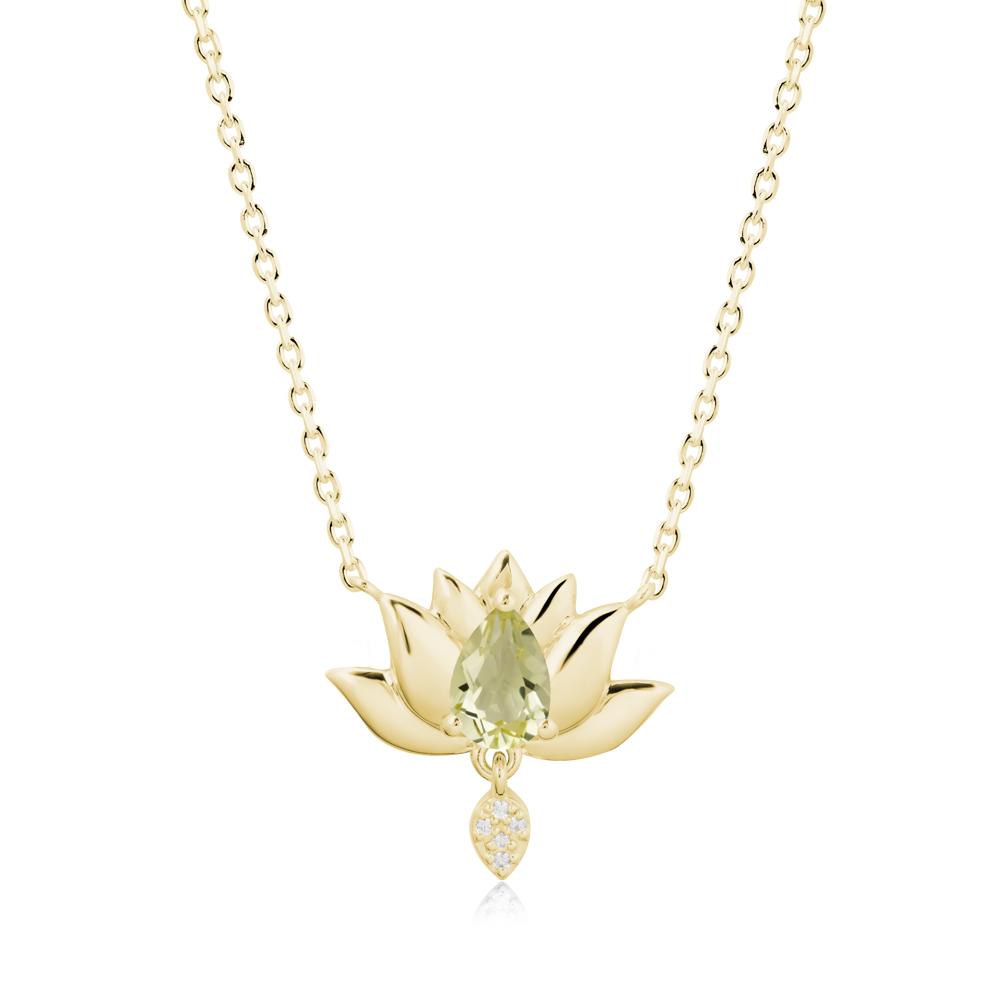 Pear Shaped Lemon Quartz Lotus Flower Pendant - LUO Jewelry #metal_18k yellow gold