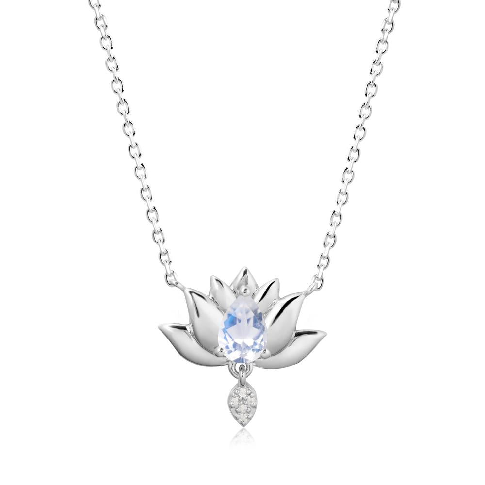 Pear Shaped Moonstone Lotus Flower Pendant - LUO Jewelry #metal_14k white gold
