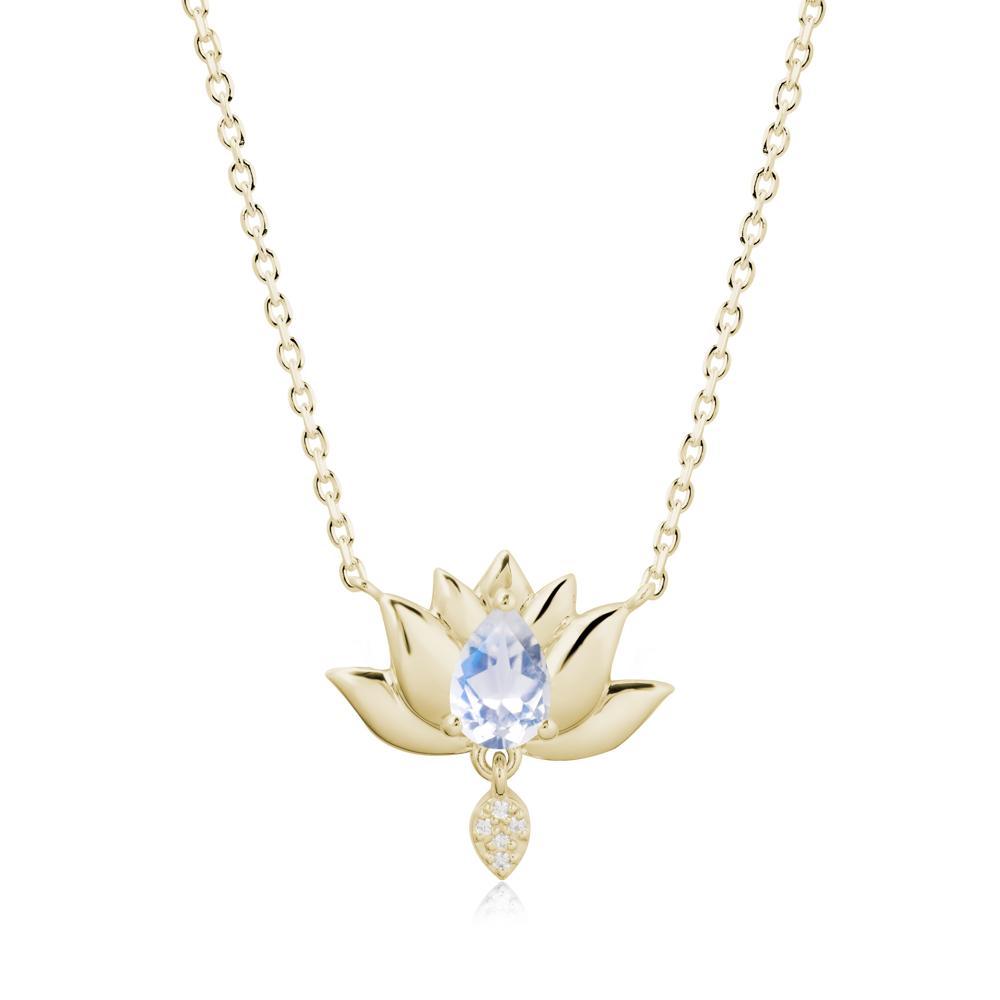 Pear Shaped Moonstone Lotus Flower Pendant - LUO Jewelry #metal_14k yellow gold