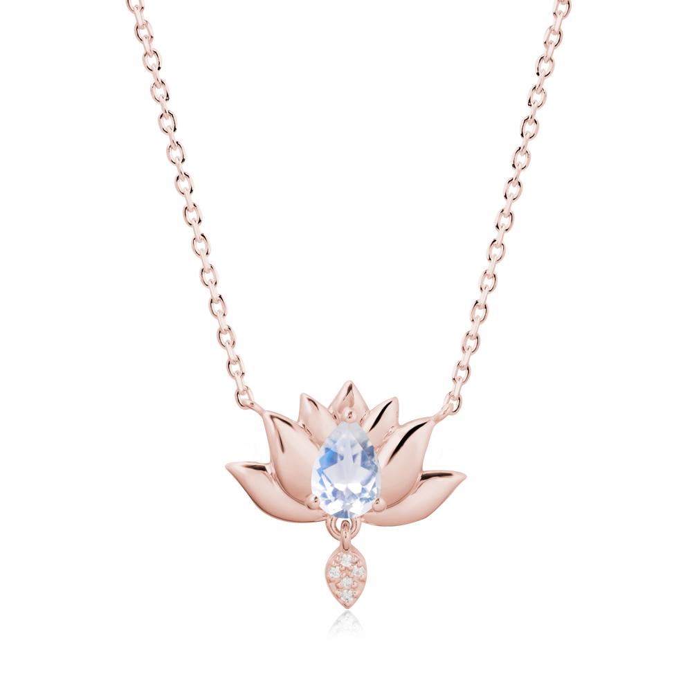 Pear Shaped Moonstone Lotus Flower Pendant - LUO Jewelry #metal_18k rose gold