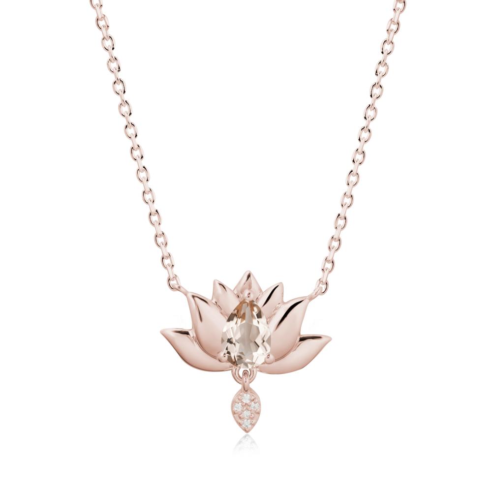 Tear Shaped Morganite Lotus Necklace - LUO Jewelry #metal_14k rose gold