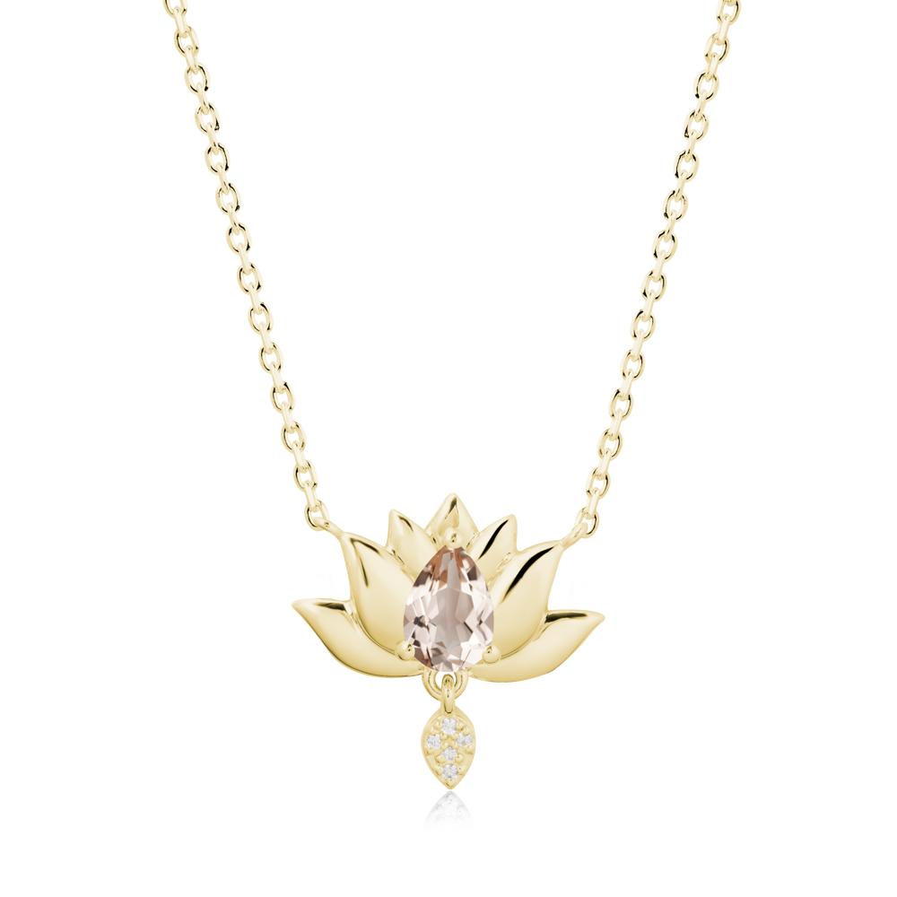 Tear Shaped Morganite Lotus Necklace - LUO Jewelry #metal_18k yellow gold