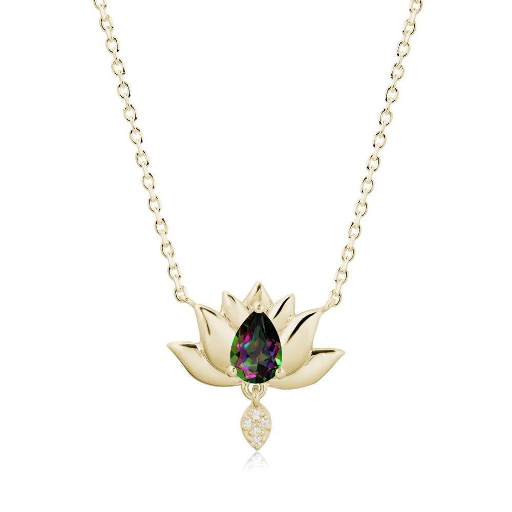 Pear Shaped Mystic Topaz Lotus Flower Pendant - LUO Jewelry #metal_14k yellow gold