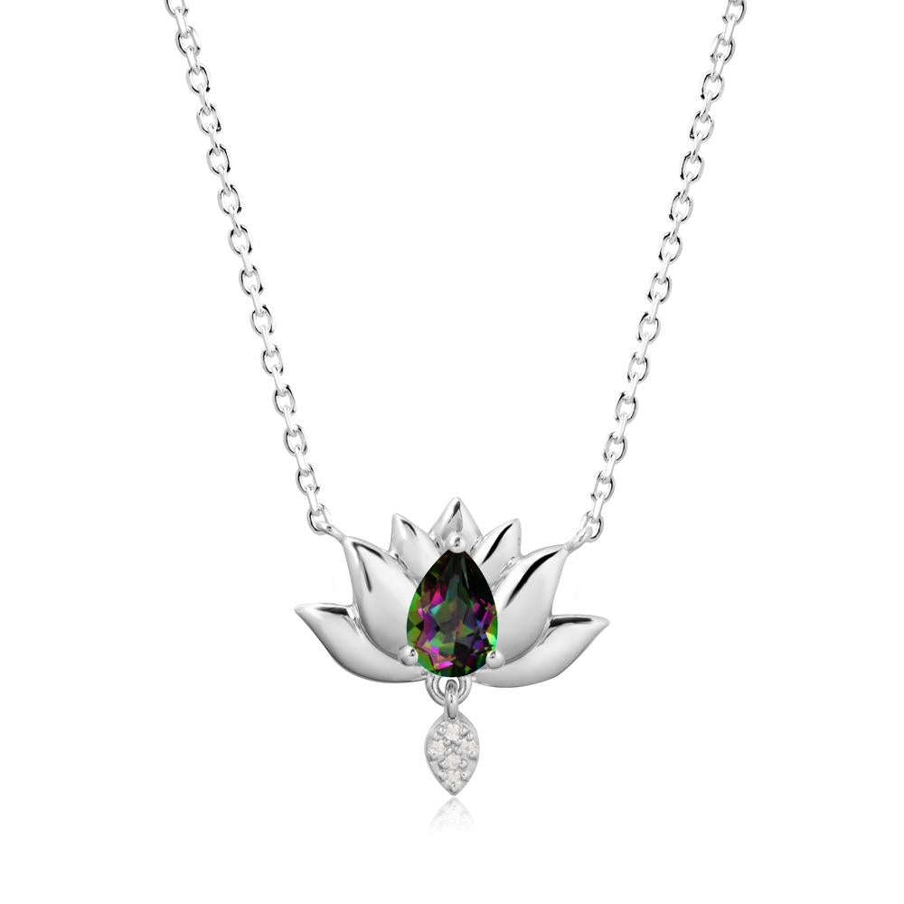 Pear Shaped Mystic Topaz Lotus Flower Pendant - LUO Jewelry #metal_18k white gold