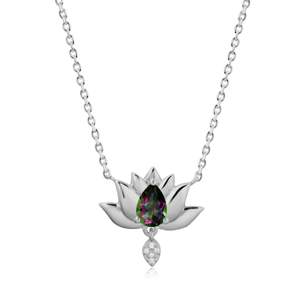 Pear Shaped Mystic Topaz Lotus Flower Pendant - LUO Jewelry #metal_platinum