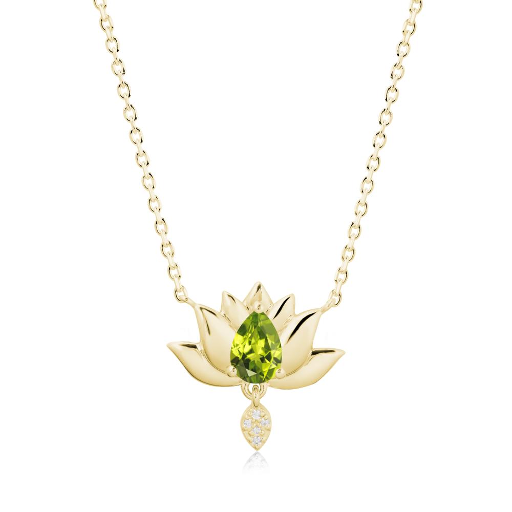 Pear Shaped Peridot Lotus Flower Pendant - LUO Jewelry #metal_18k yellow gold