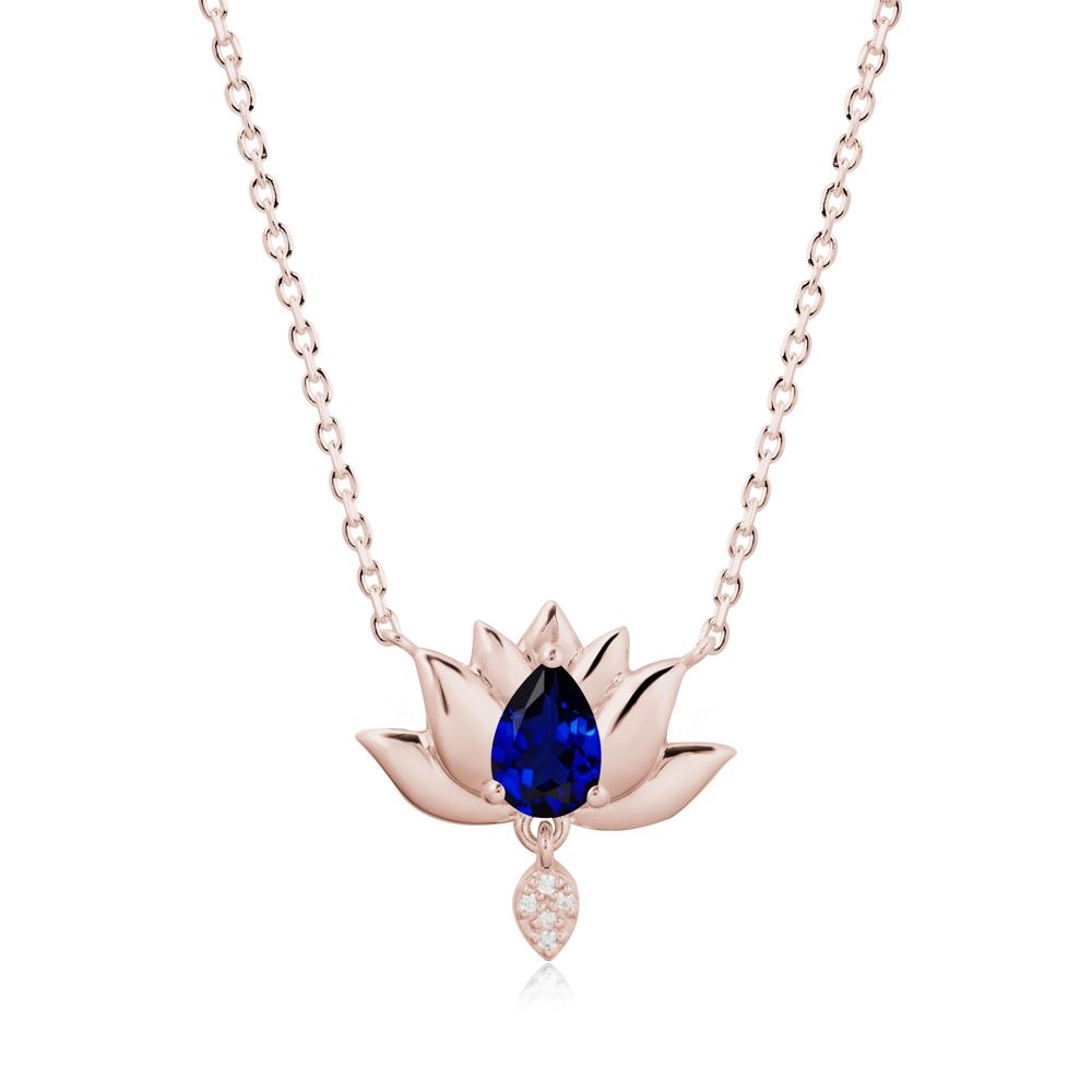 Tear Shaped Sapphire Lotus Necklace - LUO Jewelry #metal_14k rose gold