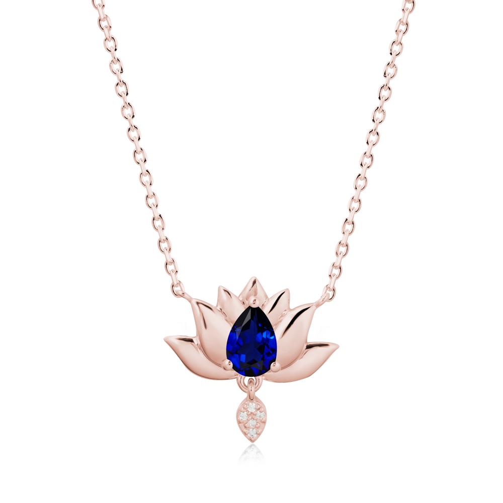 Tear Shaped Sapphire Lotus Necklace - LUO Jewelry #metal_18k rose gold
