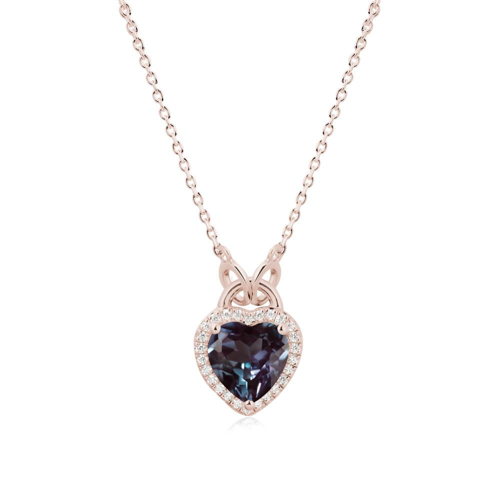 Heart Shaped Alexandrite Halo Necklace - LUO Jewelry #metal_14k rose gold