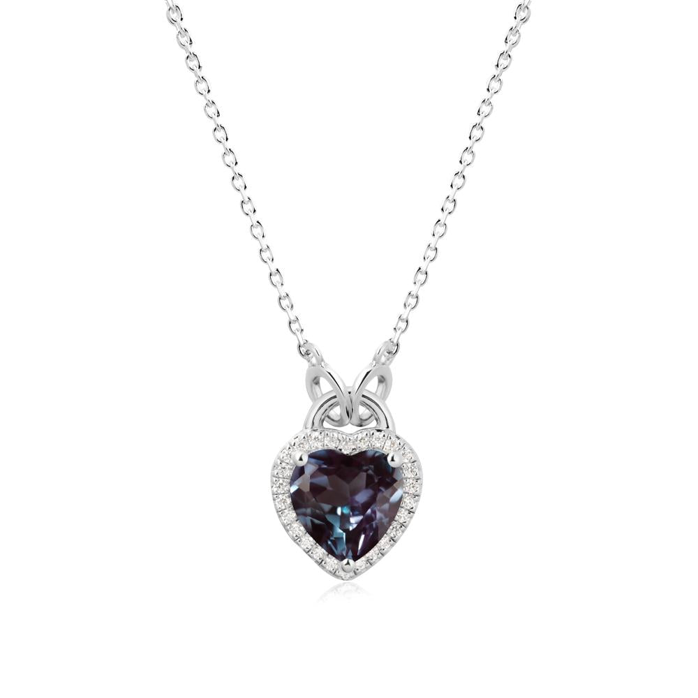 Heart Shaped Alexandrite Halo Necklace - LUO Jewelry #metal_14k white gold