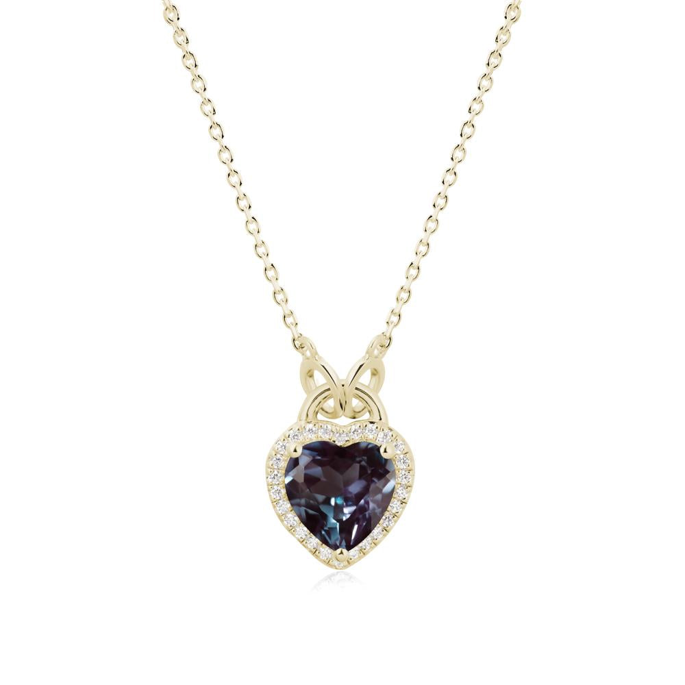 Heart Shaped Alexandrite Halo Necklace - LUO Jewelry #metal_14k yellow gold