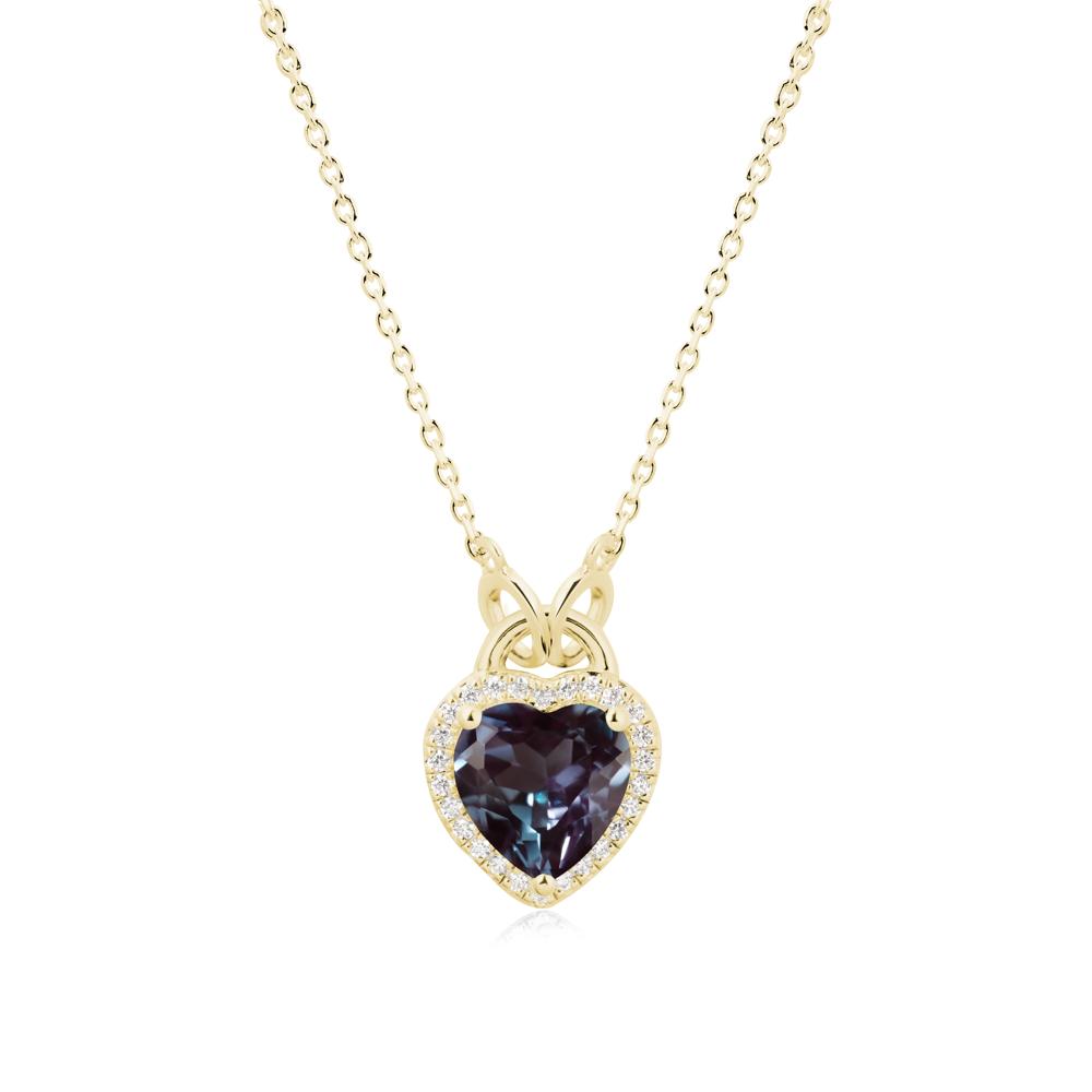 Heart Shaped Alexandrite Halo Necklace - LUO Jewelry #metal_18k yellow gold