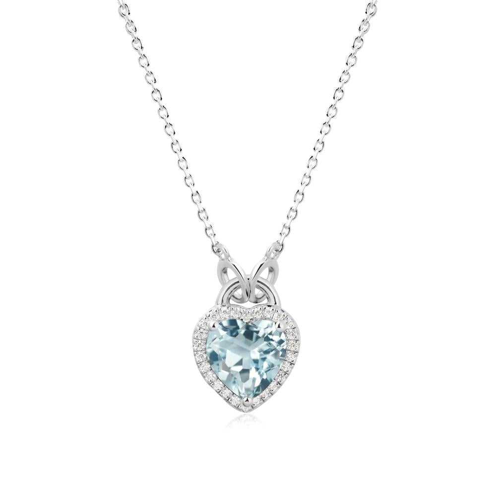 Heart Shaped Aquamarine Halo Necklace - LUO Jewelry #metal_sterling silver