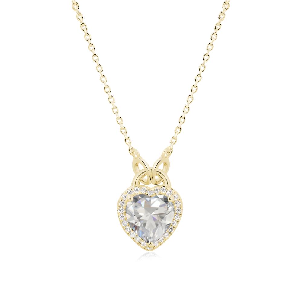 Heart Shaped Cubic Zirconia Halo Pendant Necklace - LUO Jewelry #metal_18k yellow gold
