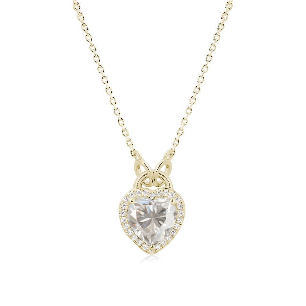 Heart Shaped Moissanite Halo Pendant Necklace - LUO Jewelry #metal_14k yellow gold