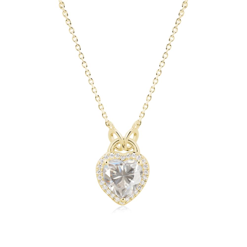 Heart Shaped Moissanite Halo Pendant Necklace - LUO Jewelry #metal_18k yellow gold