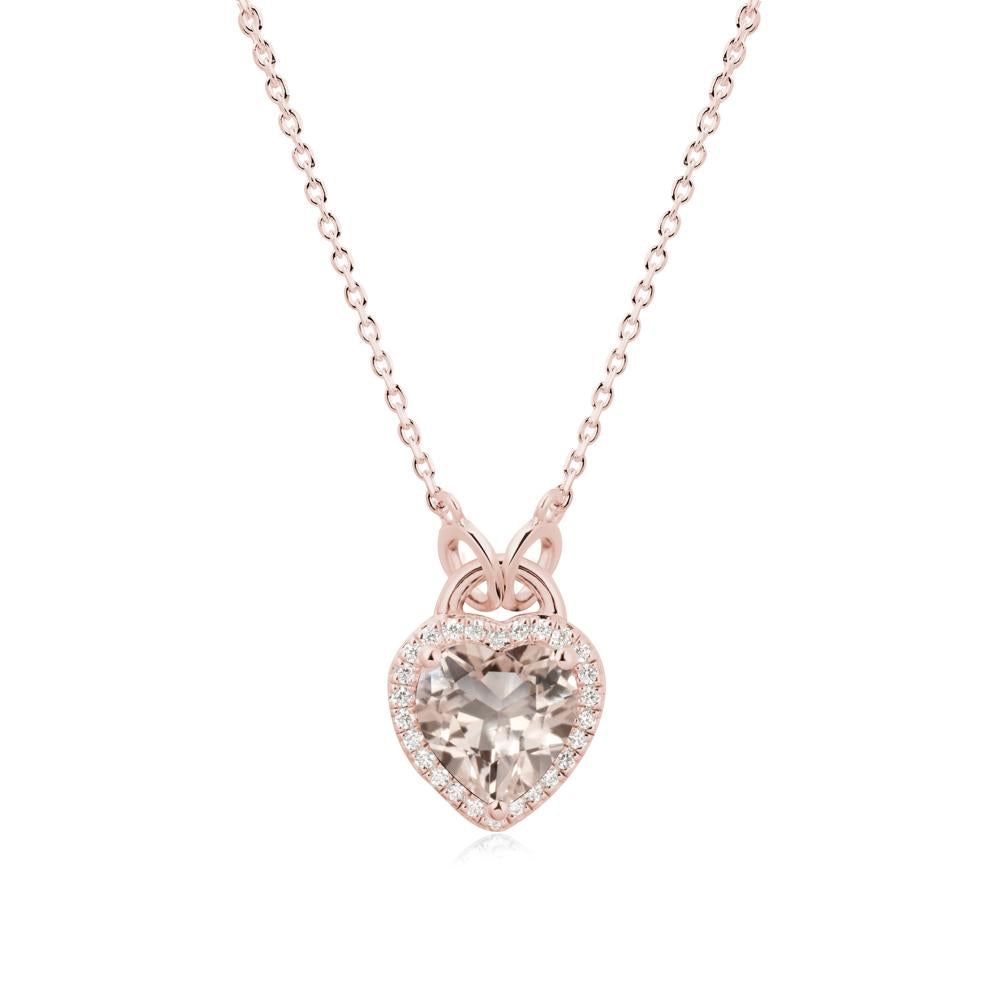 Heart Shaped Morganite Halo Necklace - LUO Jewelry #metal_18k rose gold