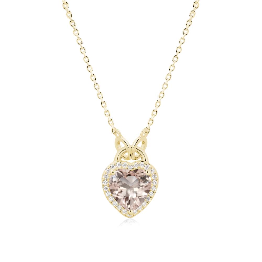Heart Shaped Morganite Halo Necklace - LUO Jewelry #metal_18k yellow gold