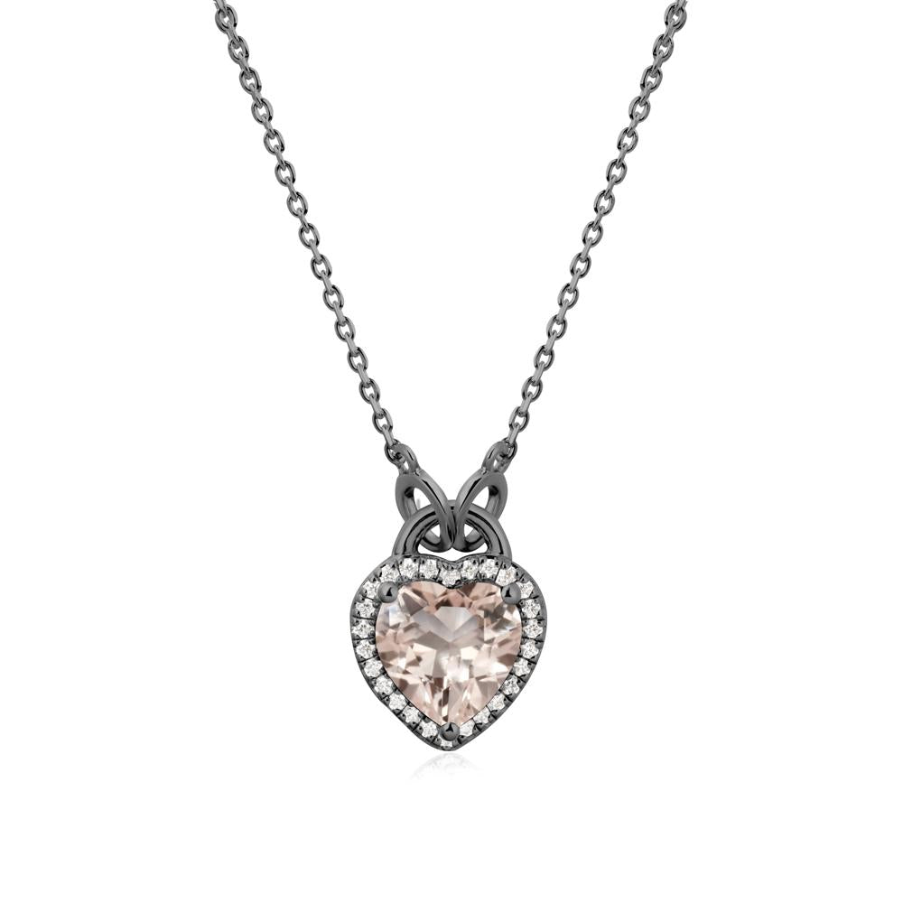 Heart Shaped Morganite Halo Necklace - LUO Jewelry #metal_black finish sterling silver