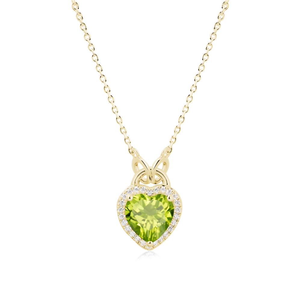 Heart Shaped Peridot Halo Necklace - LUO Jewelry #metal_18k yellow gold