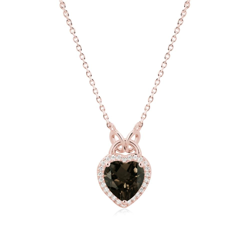 Heart Shaped Smoky Quartz Halo Necklace - LUO Jewelry #metal_18k rose gold
