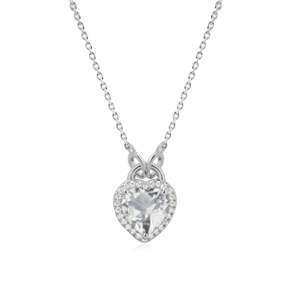 Heart Shaped White Topaz Halo Necklace - LUO Jewelry #metal_platinum