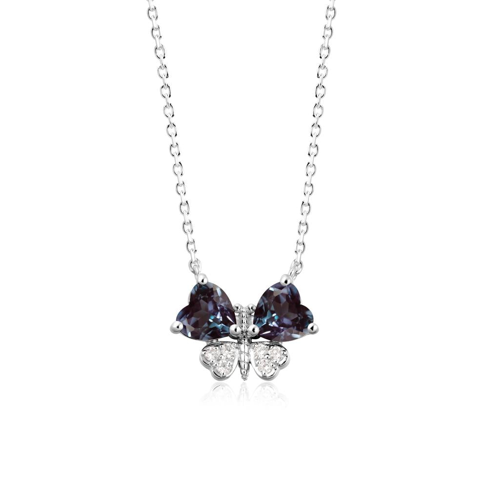 Heart Alexandrite Wings Butterfly Pendant Necklace - LUO Jewelry #metal_18k white gold
