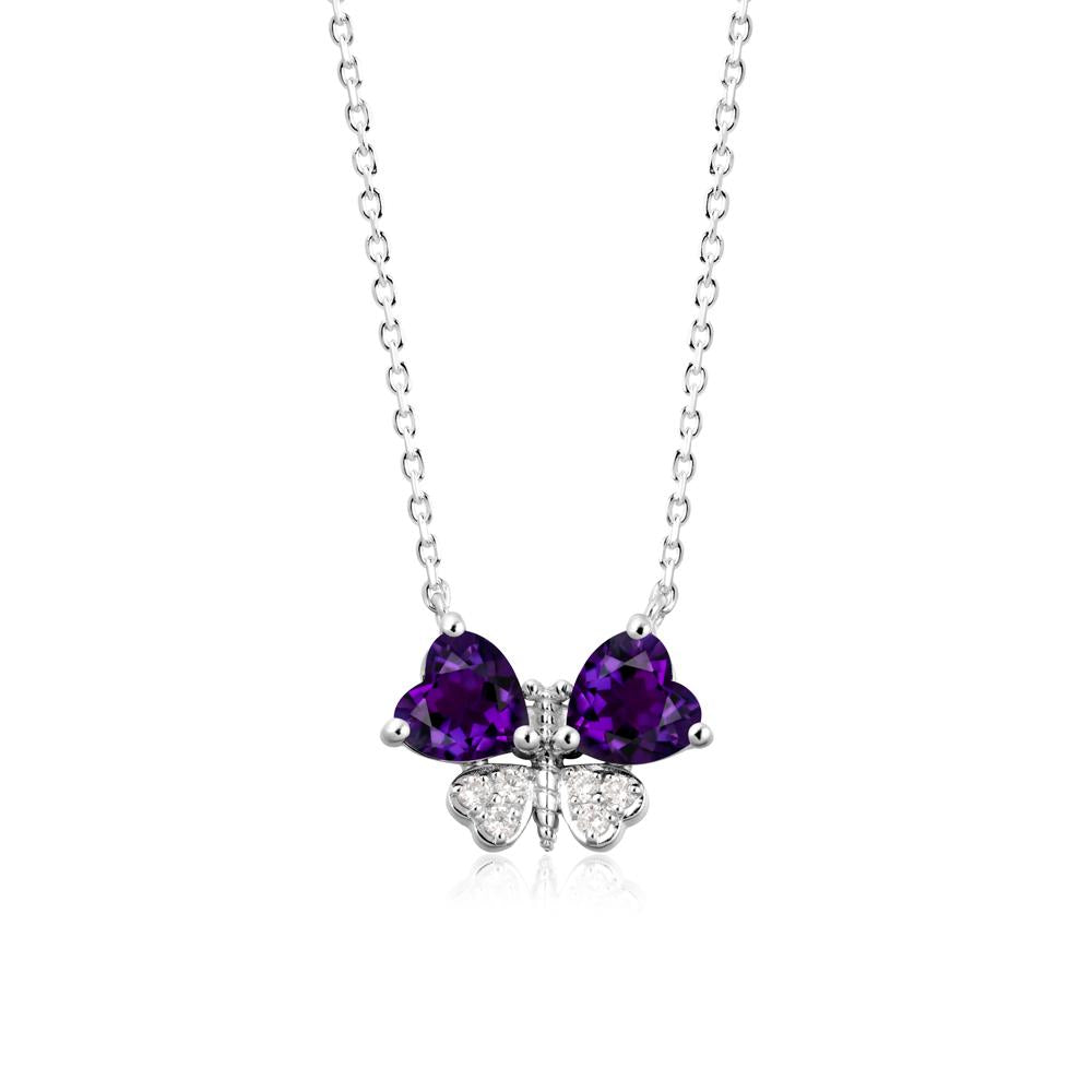 Amethyst Heart Shaped Wings Butterfly Necklace - LUO Jewelry #metal_sterling silver