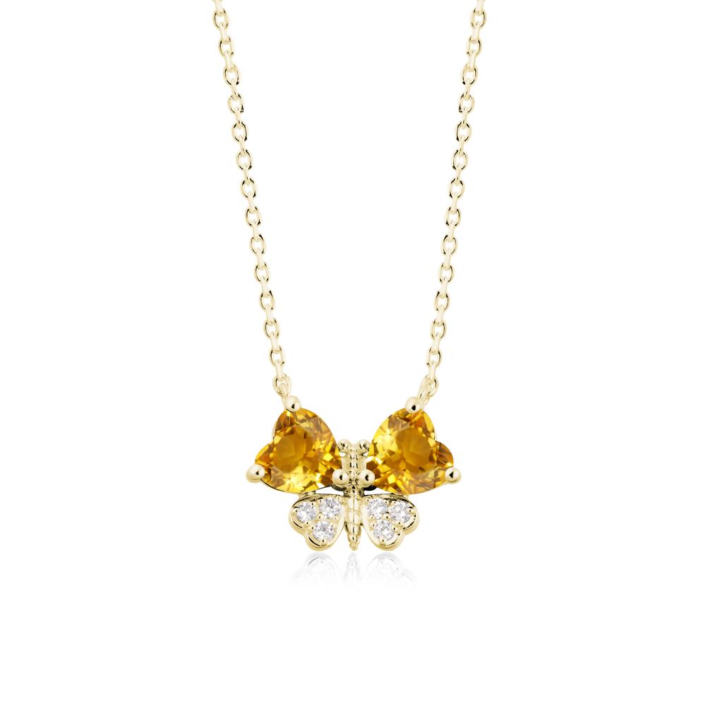 Citrine Heart Shaped Wings Butterfly Necklace - LUO Jewelry #metal_18k yellow gold
