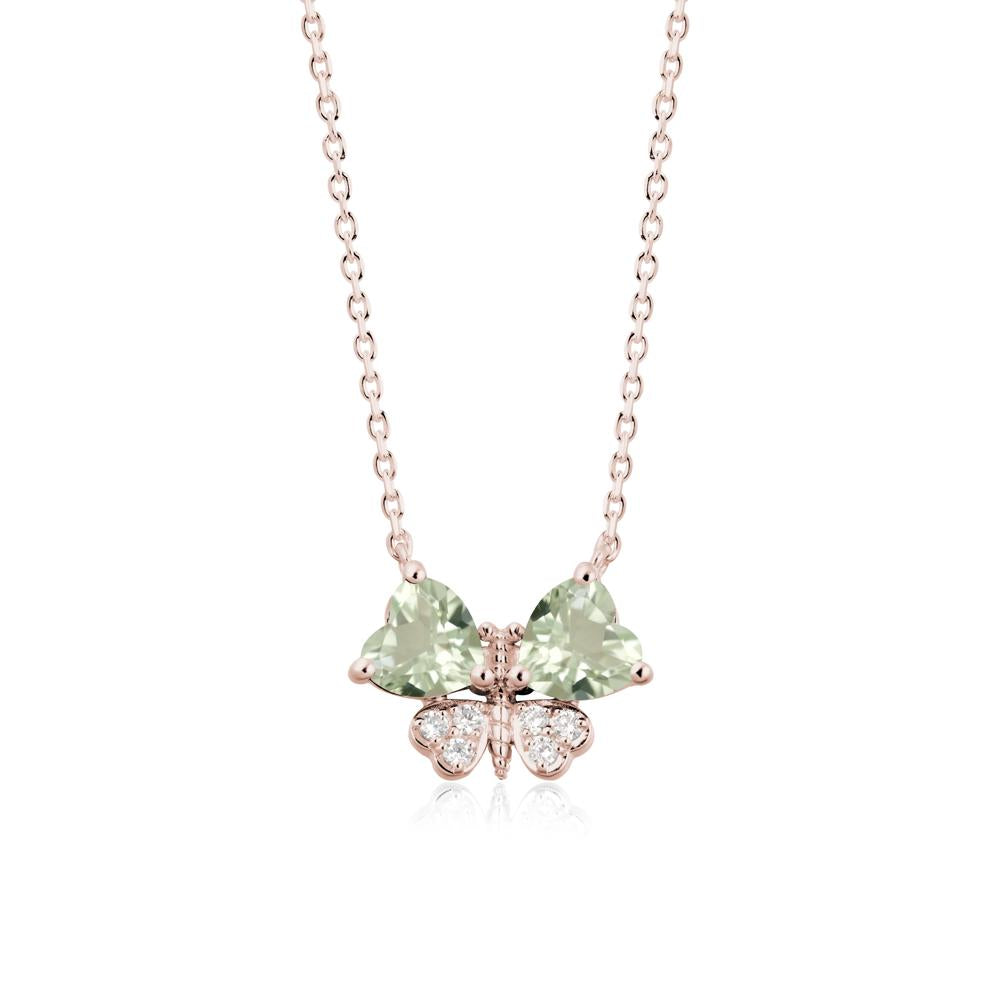 Heart Shaped Wings Butterfly Green Amethyst Necklace - LUO Jewelry #metal_14k rose gold