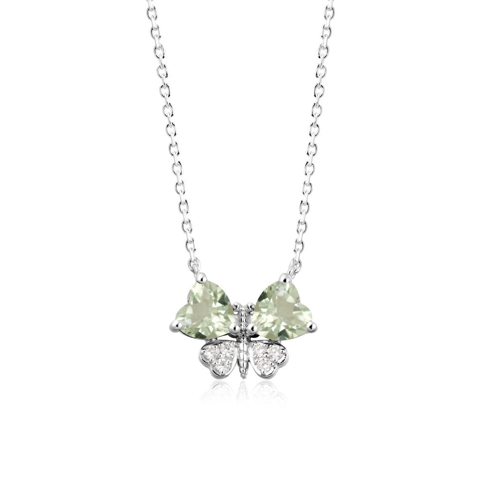 Heart Shaped Wings Butterfly Green Amethyst Necklace - LUO Jewelry #metal_14k white gold