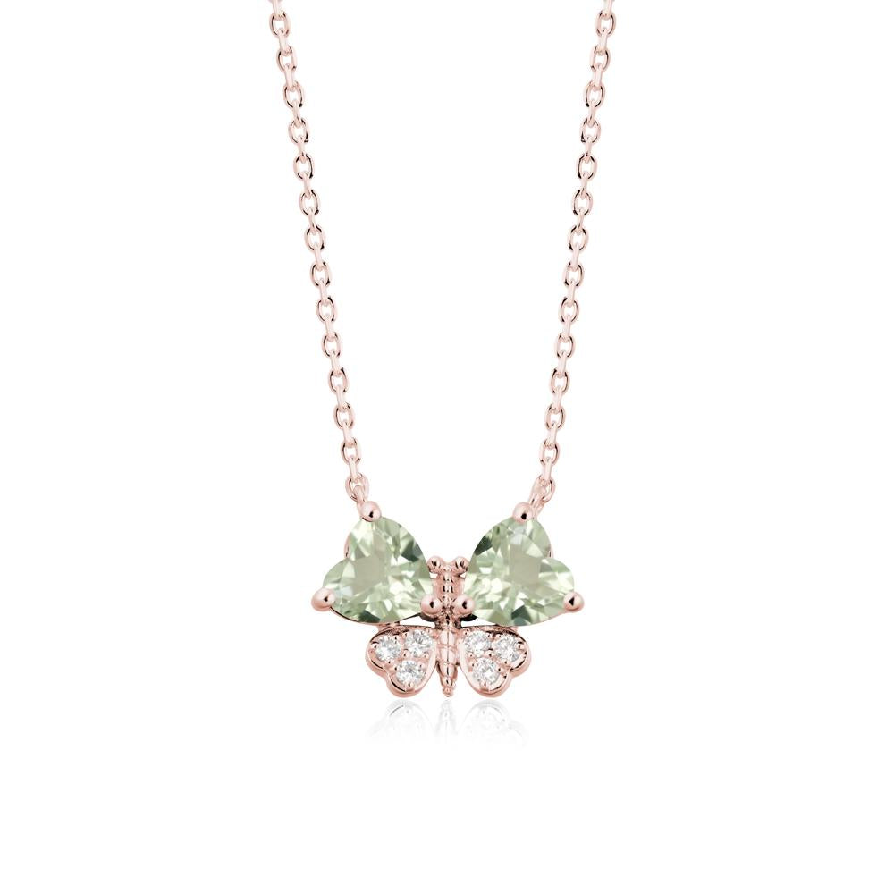 Heart Shaped Wings Butterfly Green Amethyst Necklace - LUO Jewelry #metal_18k rose gold