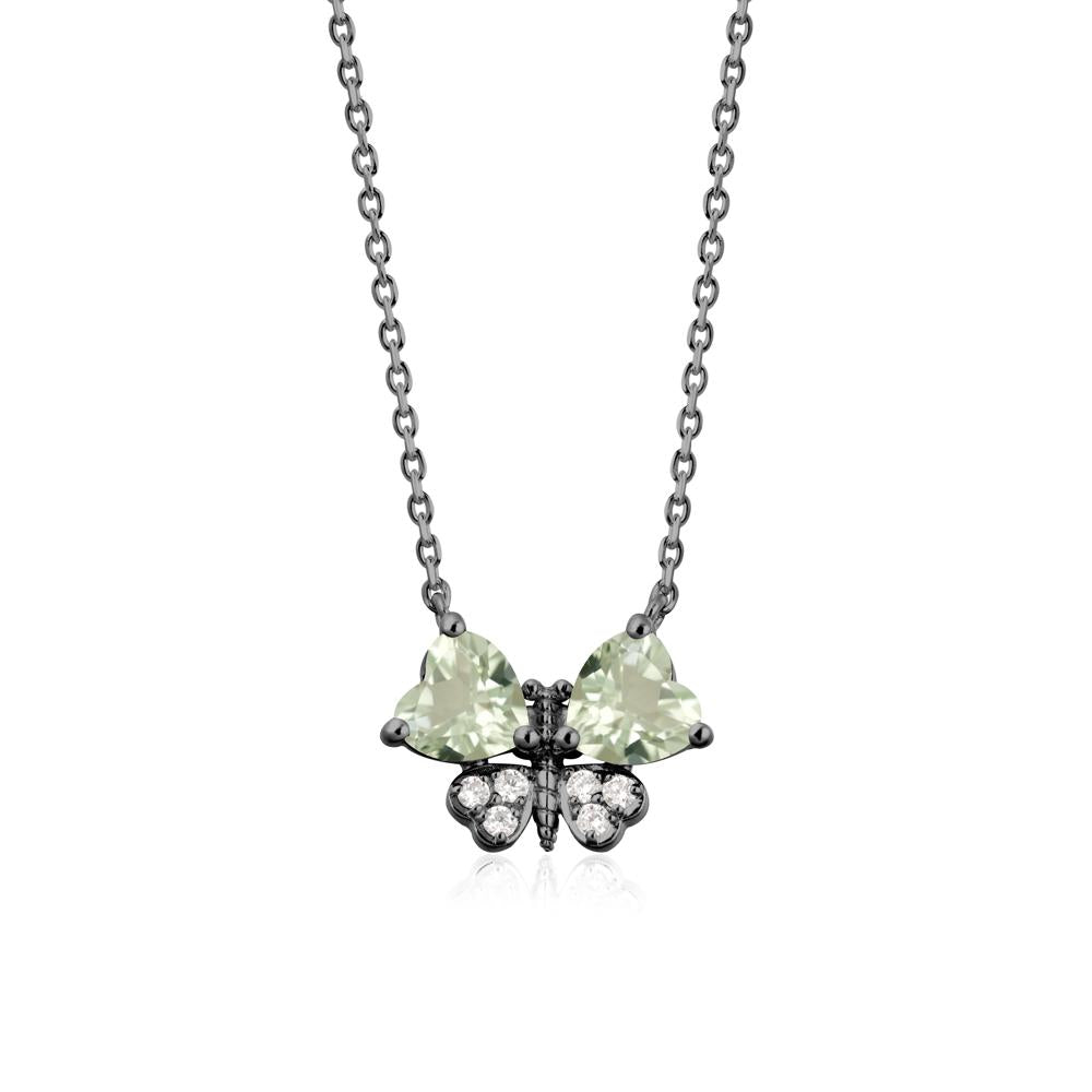 Heart Shaped Wings Butterfly Green Amethyst Necklace - LUO Jewelry #metal_black finish sterling silver