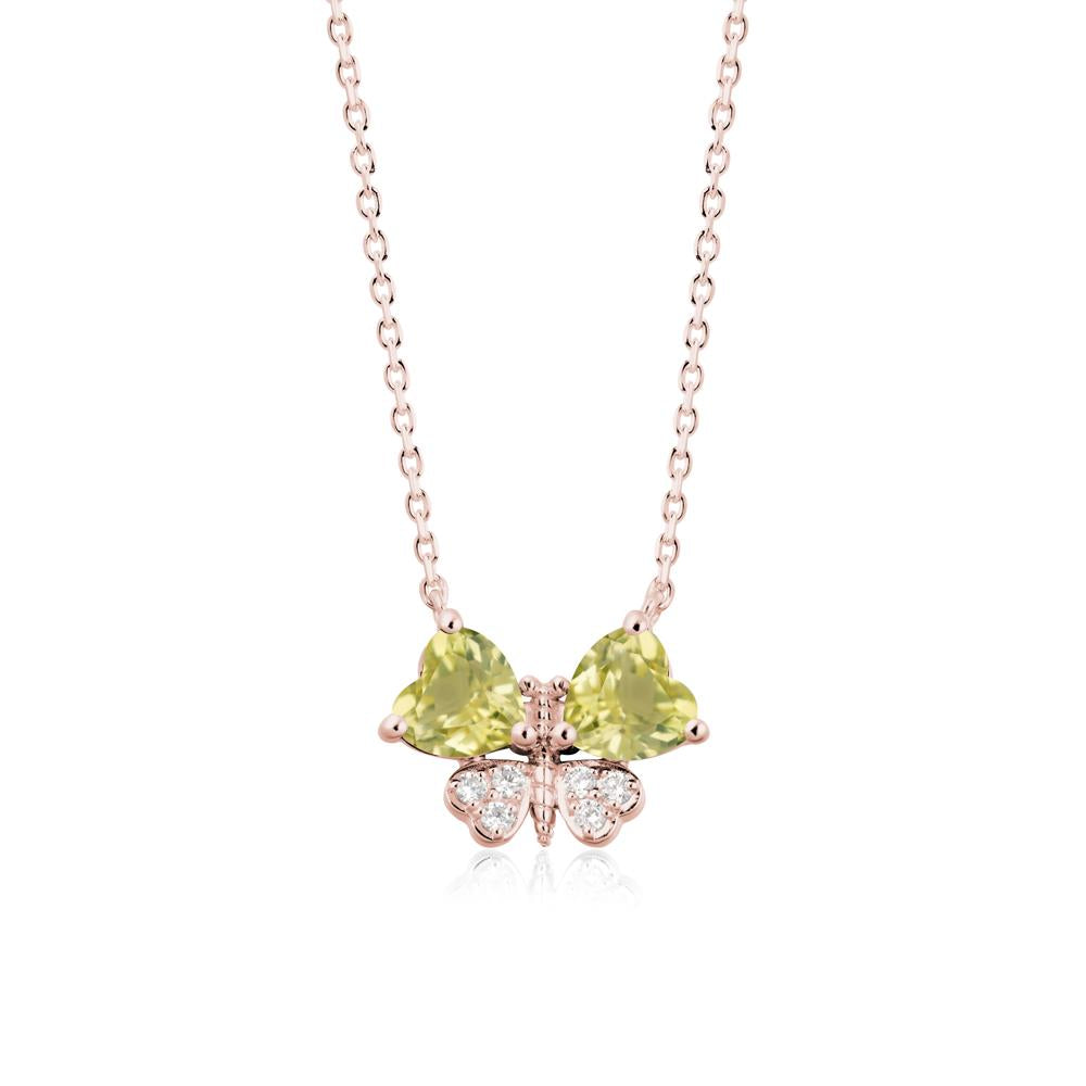 Lemon Quartz Heart Shaped Wings Butterfly Necklace - LUO Jewelry #metal_18k rose gold