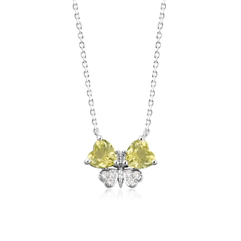 Lemon Quartz Heart Shaped Wings Butterfly Necklace - LUO Jewelry #metal_sterling silver
