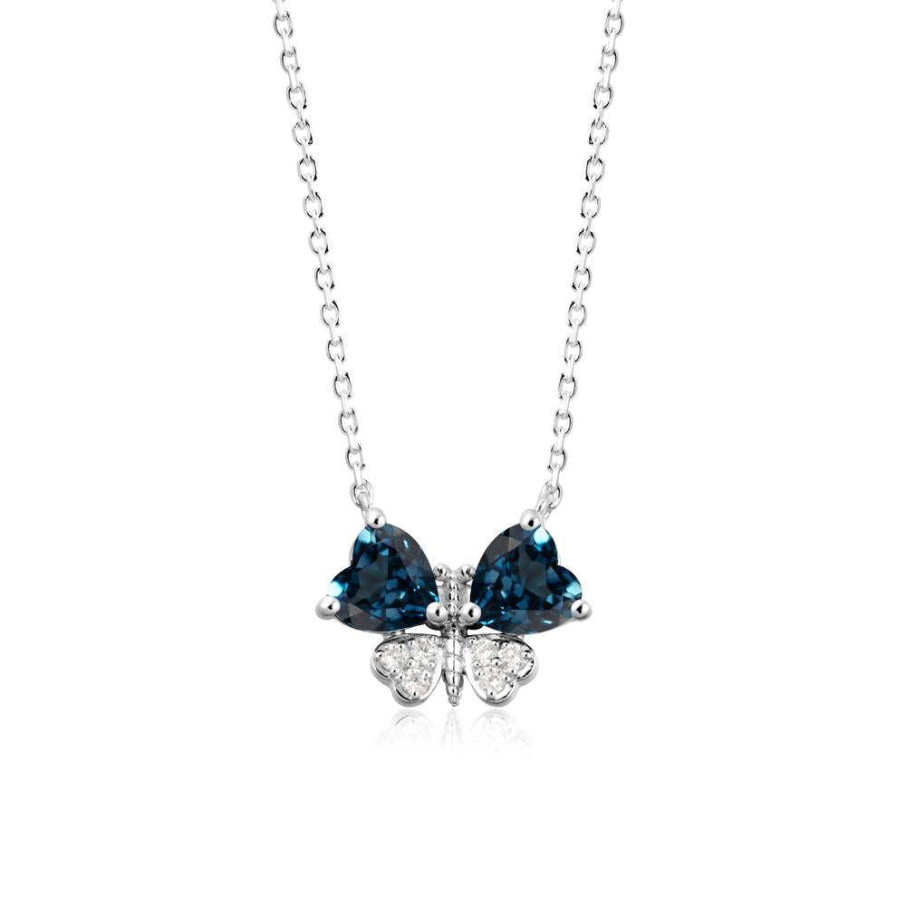 Heart Shaped Wings Butterfly London Blue Topaz Necklace - LUO Jewelry #metal_18k white gold