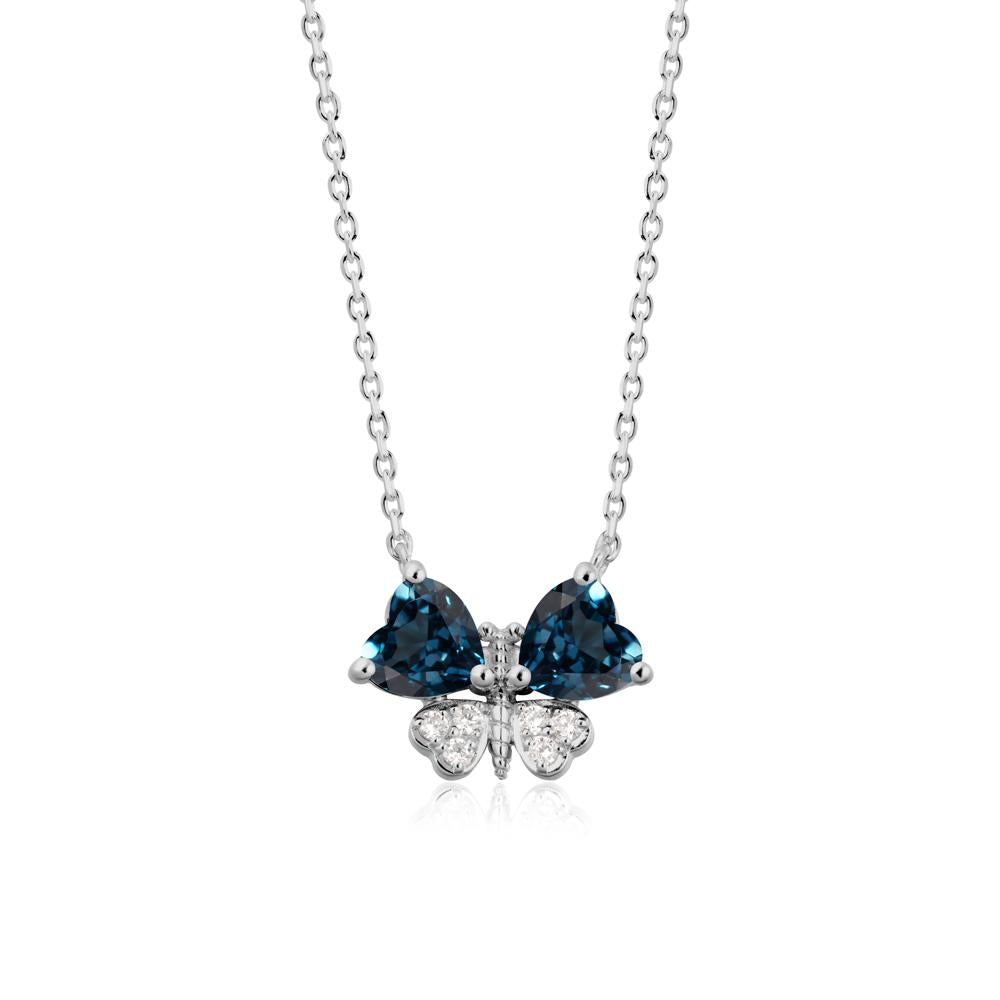 Heart Shaped Wings Butterfly London Blue Topaz Necklace - LUO Jewelry #metal_platinum