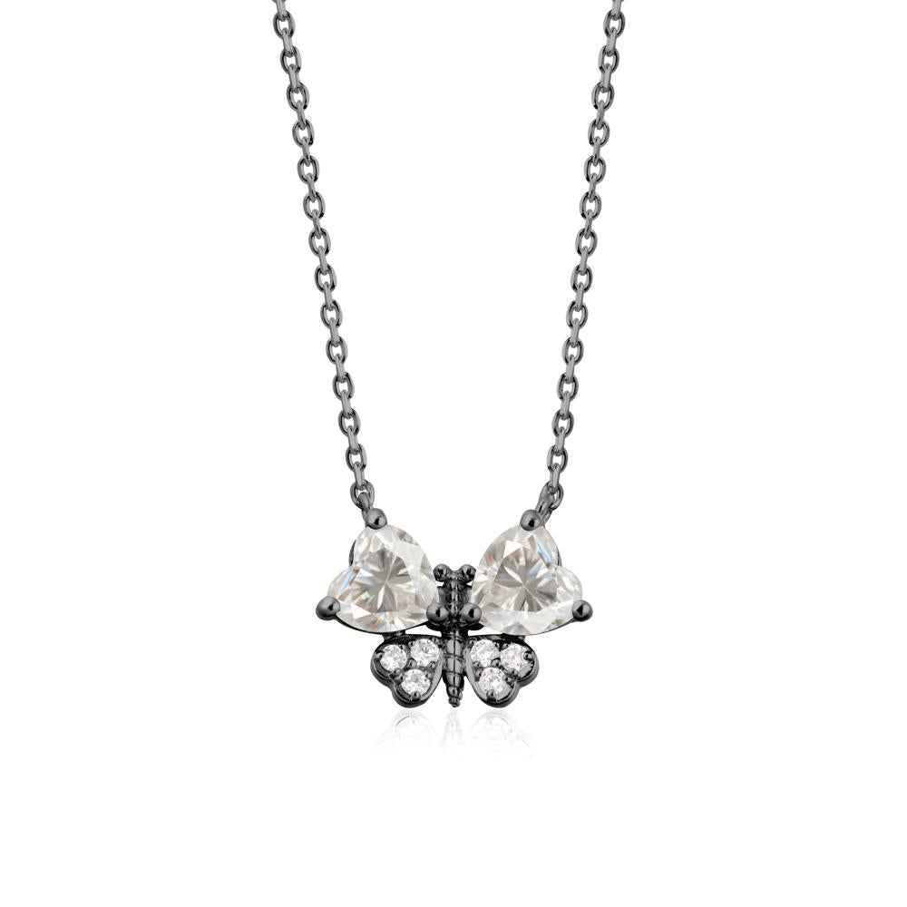 Moissanite Heart Shaped Wings Butterfly Necklace - LUO Jewelry #metal_black finish sterling silver
