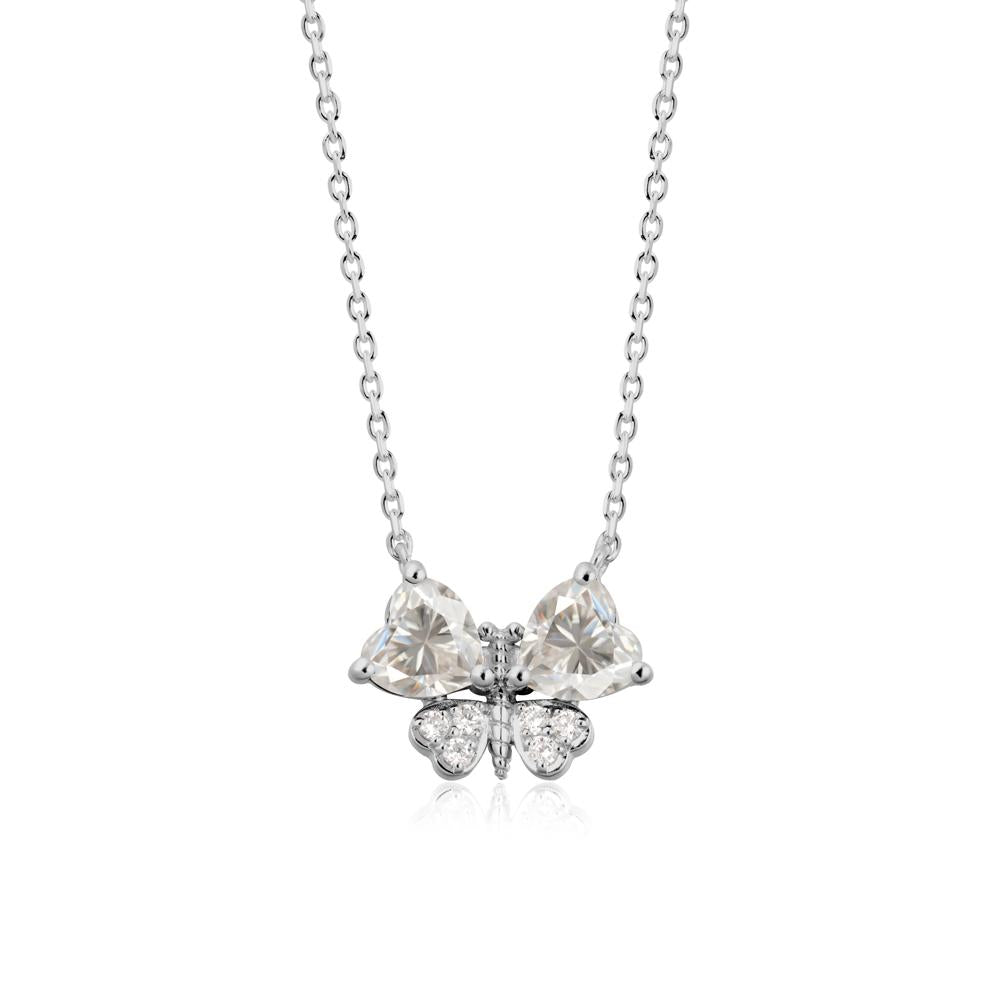 Moissanite Heart Shaped Wings Butterfly Necklace - LUO Jewelry #metal_platinum