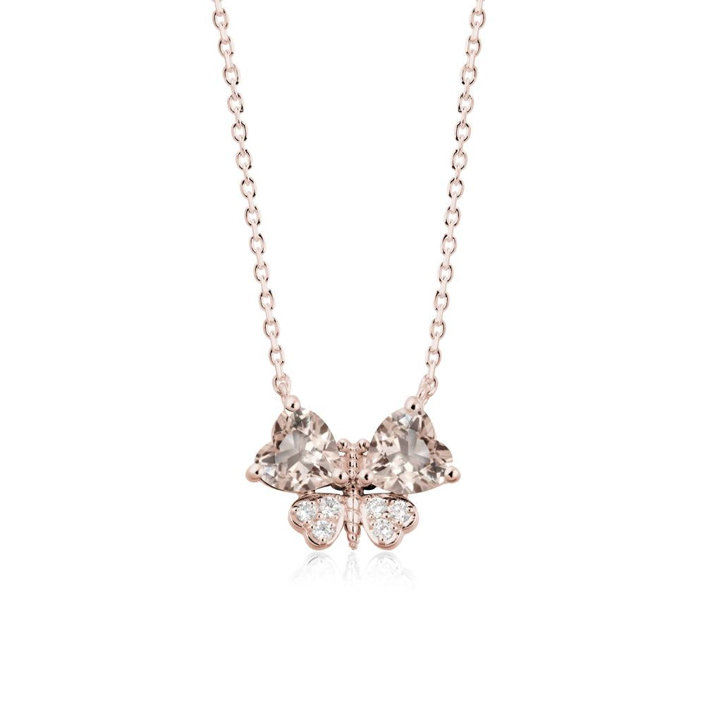 Heart Shaped Wings Butterfly Morganite Necklace - LUO Jewelry #metal_14k rose gold