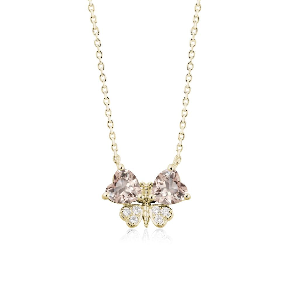 Heart Shaped Wings Butterfly Morganite Necklace - LUO Jewelry #metal_14k yellow gold