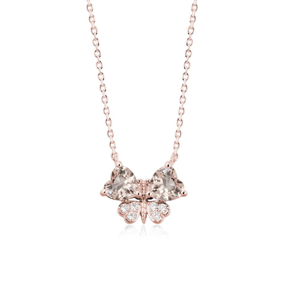 Heart Shaped Wings Butterfly Morganite Necklace - LUO Jewelry #metal_18k rose gold