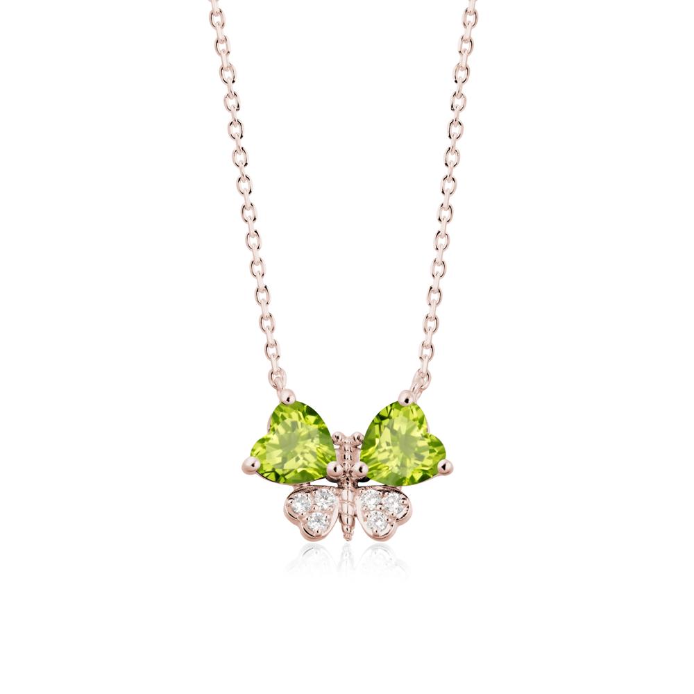 Peridot Heart Shaped Wings Butterfly Necklace - LUO Jewelry #metal_14k rose gold
