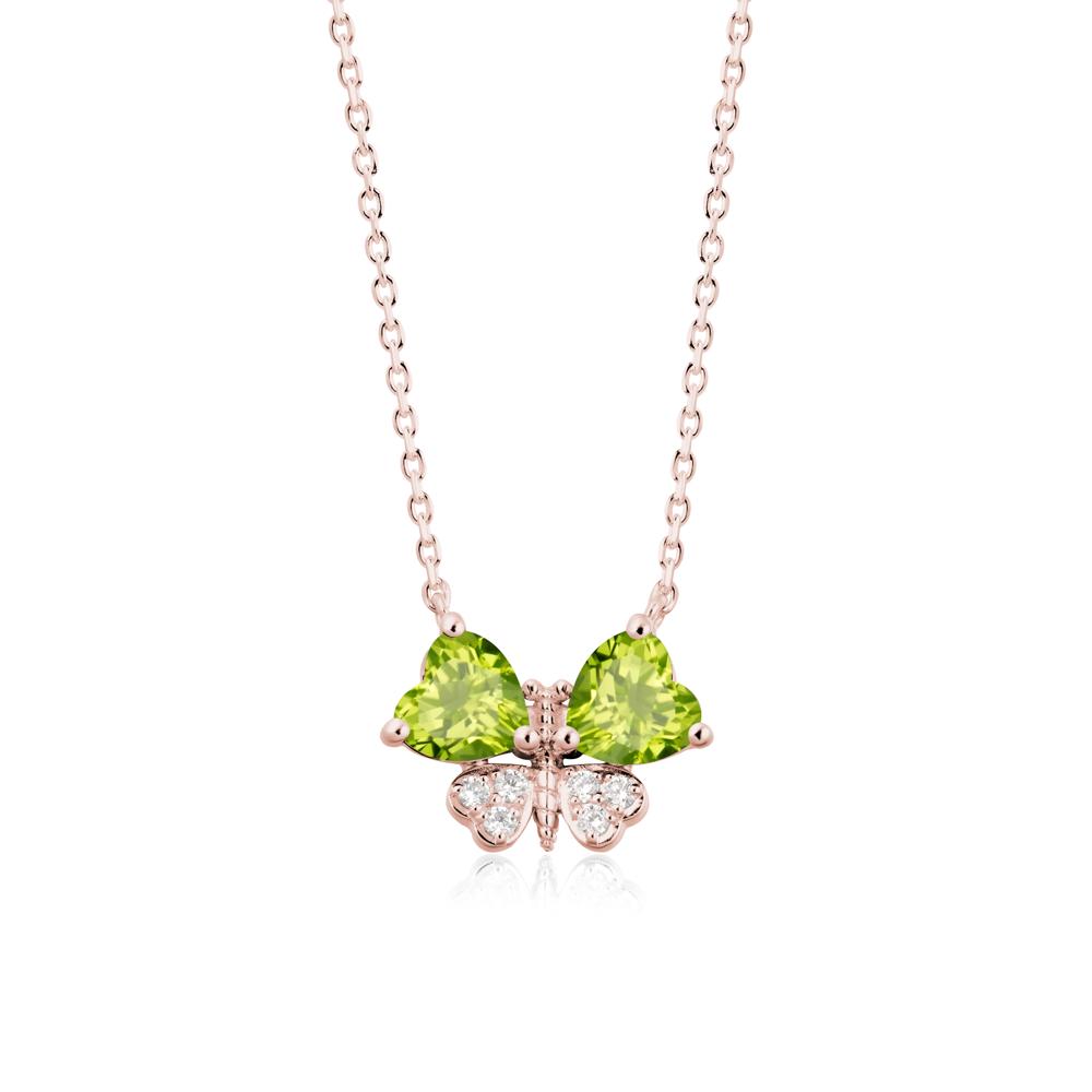 Peridot Heart Shaped Wings Butterfly Necklace - LUO Jewelry #metal_18k rose gold