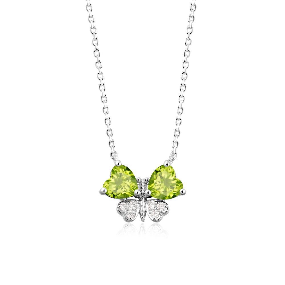 Peridot Heart Shaped Wings Butterfly Necklace - LUO Jewelry #metal_18k white gold