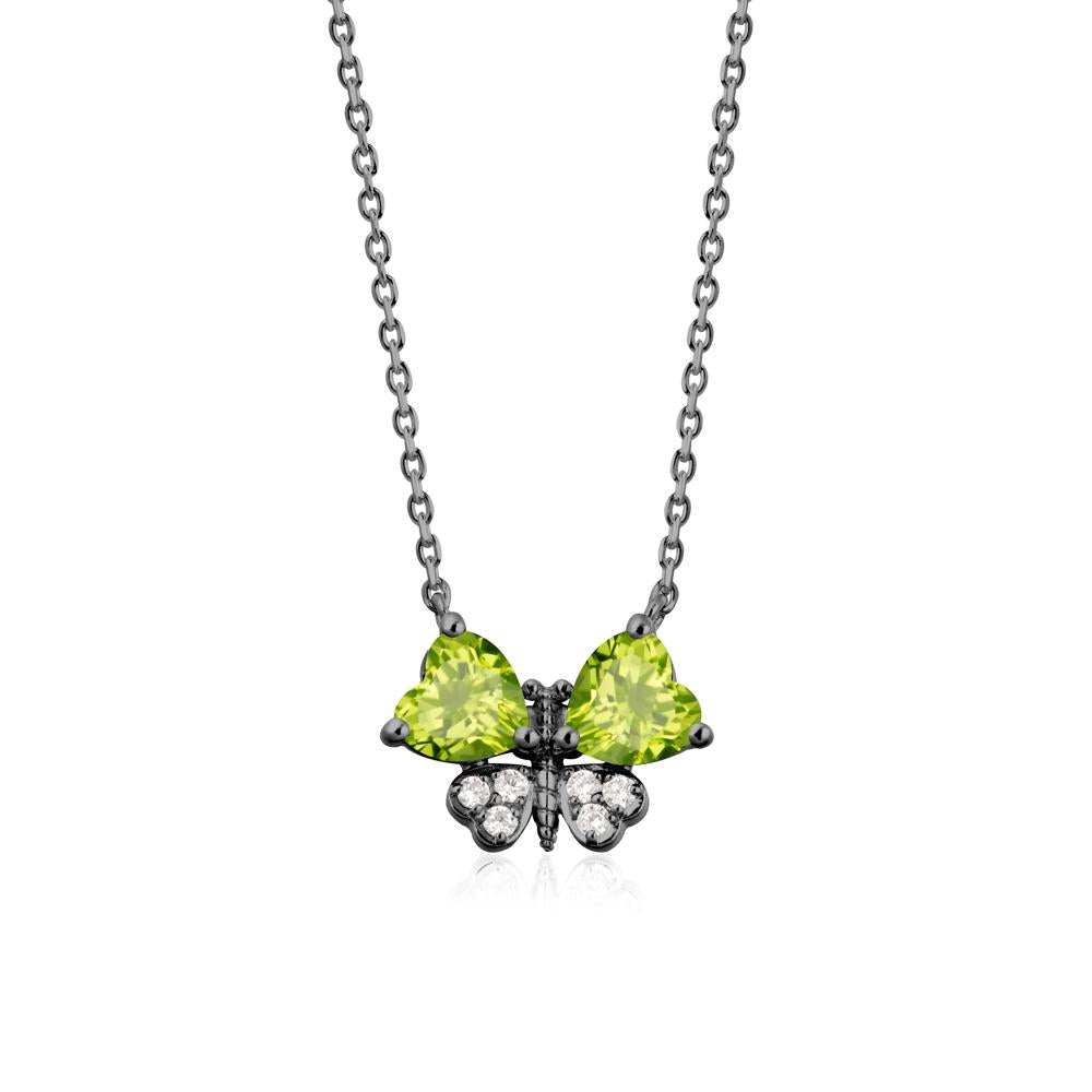 Peridot Heart Shaped Wings Butterfly Necklace - LUO Jewelry #metal_black finish sterling silver